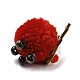 Décoration pendentif boule de cerf en peluche et bois sur le thème de noël HJEW-E008-01B-3
