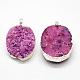 Electroplated Natural & Dyed Druzy Agate Pendants G-N0167-023A-04-2