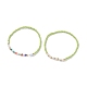 2pcs 2 style graine de verre et imitation perle et bracelets extensibles perlés en laiton pour femme BJEW-JB09033-5