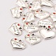 Wedding Theme Antique Silver Tone Tibetan Style Alloy Heart with Mother of the Groom Rhinestone Charms X-TIBEP-N005-17-3