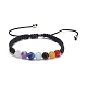 Faceted Round Natural Mixed Stone Braided Bead Bracelets Set BJEW-JB07251-3