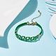 4Pcs 4 Colors Glass Braided Flower Link Bracelets Set for Women BJEW-TA00130-4