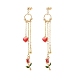 Enamel Heart & Rose Dangle Stud Earrings EJEW-JE05041-02-1