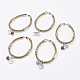 Natural Gemstone Bead Charm Bracelets BJEW-JB03587-1