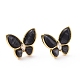 Cat Eye Butterfly Stud Earrings with Clear Cubic Zirconia EJEW-G302-02G-2