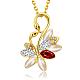 Real 18K Gold Plated Tin Alloy Czech Rhinestone Swan Pendant Necklaces NJEW-BB03441-A-1