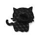 素敵な猫のエナメルピン  バックパックの衣類用の黒合金ブローチ  ホワイト  26x27x1.5mm JEWB-P030-E01-2