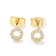 Brass Micro Pave Cubic Zirconia Stud Earrings EJEW-P247-03G-1
