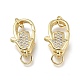 Brass Micro Pave Clear Cubic Zirconia Lobster Claw Clasps ZIRC-Q024-19G-1