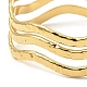 304ステンレススチール製カフバングル  三重線の波  ゴールドカラー  内径：2-1/8インチ（5.3cm） BJEW-P302-09G-4