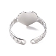 304 Stainless Steel Heart Open Cuff Ring for Women RJEW-A005-05P-3