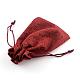 ポリエステル模造黄麻布包装袋巾着袋  クリスマスのために  結婚式のパーティーとdiyクラフトパッキング  暗赤色  9x7cm ABAG-R005-9x7-06-3