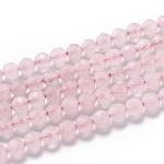 Natürlichen Rosenquarz Perlen, facettiert, Runde, 6 mm, Bohrung: 1 mm, ca. 62 Stk. / Strang, 14.96 Zoll (38 cm)