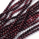 Abalorios de piedras preciosas hebras, rojo granate, Grado B, redondo, de color rojo oscuro, aproximamente 4 mm de diámetro, agujero: aproximamente 0.8 mm, 15~16 pulgada