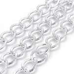 Алюминиевые скрученные цепи, бордюрные цепи, несварные, серебро , ссылка: около 20x15x1.8 mm