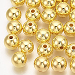 Perles en plastique ABS, ronde, plaqué or plaqué, 5.5~6x5~5.5mm, Trou: 1.5mm, environ 5000 pcs/500 g