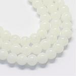 Baking Painted Imitation Jade Glass Round Bead Strands, White, 8.5~9mm, Hole: 1.5mm, about 105pcs/strand, 31.8 inch