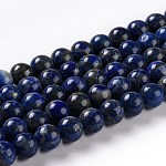 Abalorios de lapislázuli naturales hebras, Grado A, redondo, 8mm, agujero: 1 mm, aproximamente 46~48 pcs / cadena, 16 pulgada