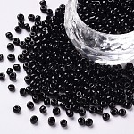 Perles de rocaille en verre, opaque graine de couleurs, petites perles artisanales pour la fabrication de bijoux bricolage, ronde, noir, 3mm, Trou: 1 mm, environ 10000 pcs / livre