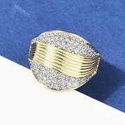 Открытое кольцо-манжета из латуни с микропаве из кубического циркония для женщин RJEW-F177-03GP-02