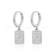 Серьги-кольца из нержавеющей стали 304 со стразами PU7935-1