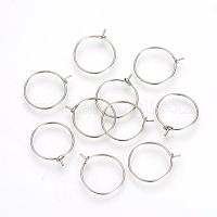 Eco-Friendly Plastic Earring Hooks, with 304 Stainless Steel Beads and  Horizontal Loop, Round, Silver, 15.5x8x0.7mm, Hole: 1.2mm, 24 Gauge, Pin:  0.5mm