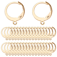 CREATCABIN 1 Box 50Pcs Round Leverback Hooks 18K Real Gold Plated Lever  Back Brass French Ear Wires Hoops with Open Loop Hypoallergenic for Man  Women Styling Dangle Earring DIY Crafts Findings 