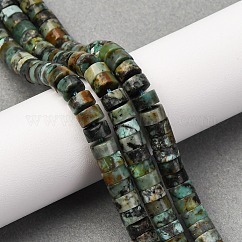 Hebras de cuentas de turquesa africana natural (jaspe), disco, abalorios heishi, 6x3.5mm, agujero: 0.8 mm, aproximamente 113~114 pcs / cadena, 14.92'' (37.9 cm) ~ 15.08'' (38.3 cm)