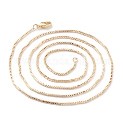 Laiton chaîne de boîte de fabrication de collier, avec fermoir pince de homard, Plaqué longue durée, véritable 18k plaqué or, 59.5~61 cm, 1mm