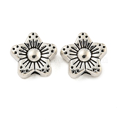 Perline a fiore in lega stile tibetano,  cadmio& piombo libero, argento antico, 9x9x5mm, Foro: 2 mm, circa 750pcs/1000g