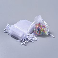 Pochette organza pour cadeaux, pochettes en organza pour pot-pourri, blanc, 7x5 cm