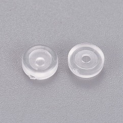 Coussinets en silicone de confort pour clip arrière vissé sur les boucles d'oreilles, anti-douleur, clip sur coussin de boucle d'oreille, clair, 5.5x1.5mm, Trou: 1.6mm