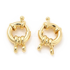 Anneau de fermoir à ressort en laiton, Sans cadmium & sans nickel & sans plomb, véritable 18k plaqué or, 22x13.5x5mm, Trou: 2.7mm