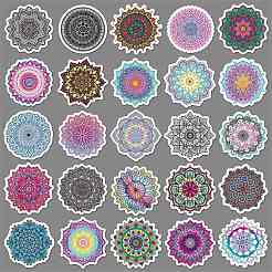 50 Uds etiquetas adhesivas de flores de pvc estilo mandala&nbsp;MAND-PW0001-22