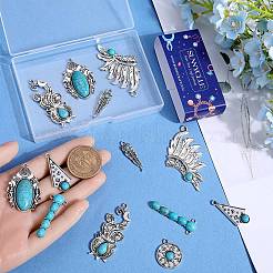 16pcs 8 Arten synthetische türkisfarbene Legierungsanhänger&nbsp;FIND-SC0009-11