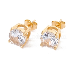 6 Paar flache runde Ohrstecker aus Zirkonia&nbsp;EJEW-G291-05D-M