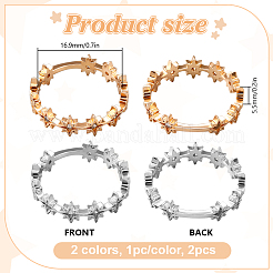 2 anello da donna in ottone con micro pavé di zirconi cubici in 2 colori&nbsp;RJEW-HY0001-11