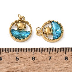 Anhänger aus Edelstahl 304 mit aquamarinfarbenen Strassen&nbsp;RB-CBA18B4-01G