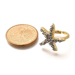 Messing Micro Pave klare Manschettenringe aus Zirkonia&nbsp;RJEW-U035-07GP