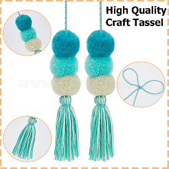 Décoration de pendentif pompon en polyester&nbsp;HJEW-WH20003-04A-02