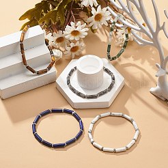 5pcs 5 Stil natürliche gemischte Edelsteinsäule Perlen Stretch Armbänder Set für Frauen&nbsp;BJEW-JB08989
