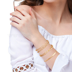 4 pièces 4 style alliage gourmette & câble & trombone & chevrons chaîne bracelets ensemble pour hommes femmes&nbsp;BJEW-AN0001-13