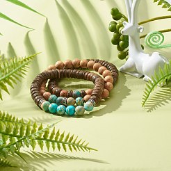 Ensembles de bracelets extensibles en perles de bois pour fille femmes&nbsp;BJEW-JB06766