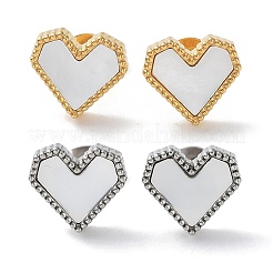 6 paio di orecchini a bottone con conchiglia naturale a cuore a 2 colori&nbsp;EJEW-A024-10