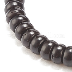 Guscio di cocco naturale e braccialetto elasticizzato con perline di pietre preziose&nbsp;BJEW-JB07991