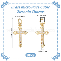 8 pièces en laiton micro pavé pendentifs en zircone cubique claire&nbsp;KK-SC0007-99