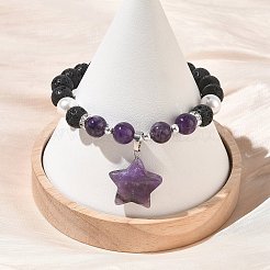 Braccialetti con ciondoli in ametista naturale&nbsp;BJEW-JB13705-01
