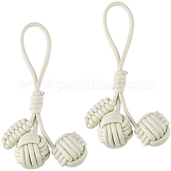 Decorazioni pendenti con palline intrecciate in similpelle&nbsp;AJEW-WH20054-143C