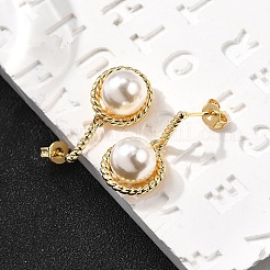 Pendientes colgantes redondos de latón con micropavé de circonitas cúbicas transparentes&nbsp;EJEW-C154-08G