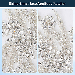 1 Paar Blumen aus Glas-Strass und Polyester mit Glasperlen zum Aufnähen auf geprägte Ornament-Accessoires&nbsp;DIY-CY0001-92